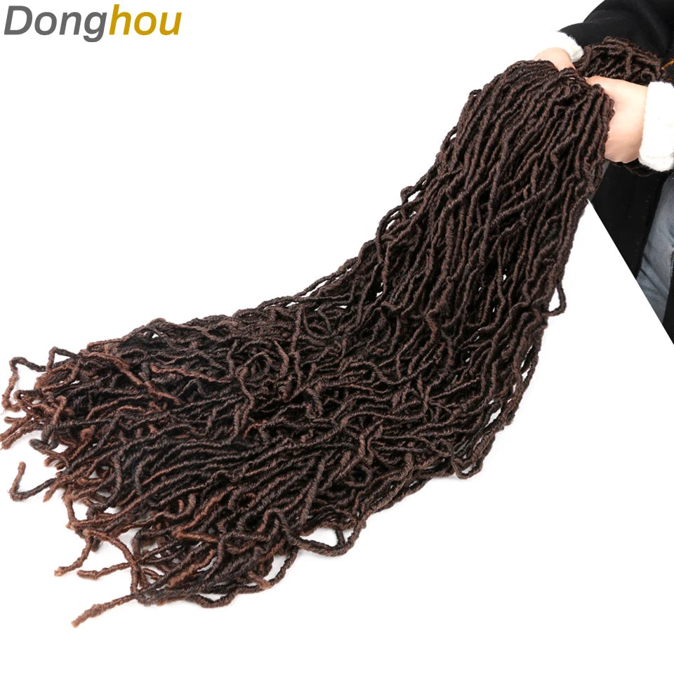 Long Goddess Faux Locks Crochet Braids Brown Blue 1B 30 350 Soft Locs Braiding Hair Synthetic Faux Locs Crochet Hair Extensions