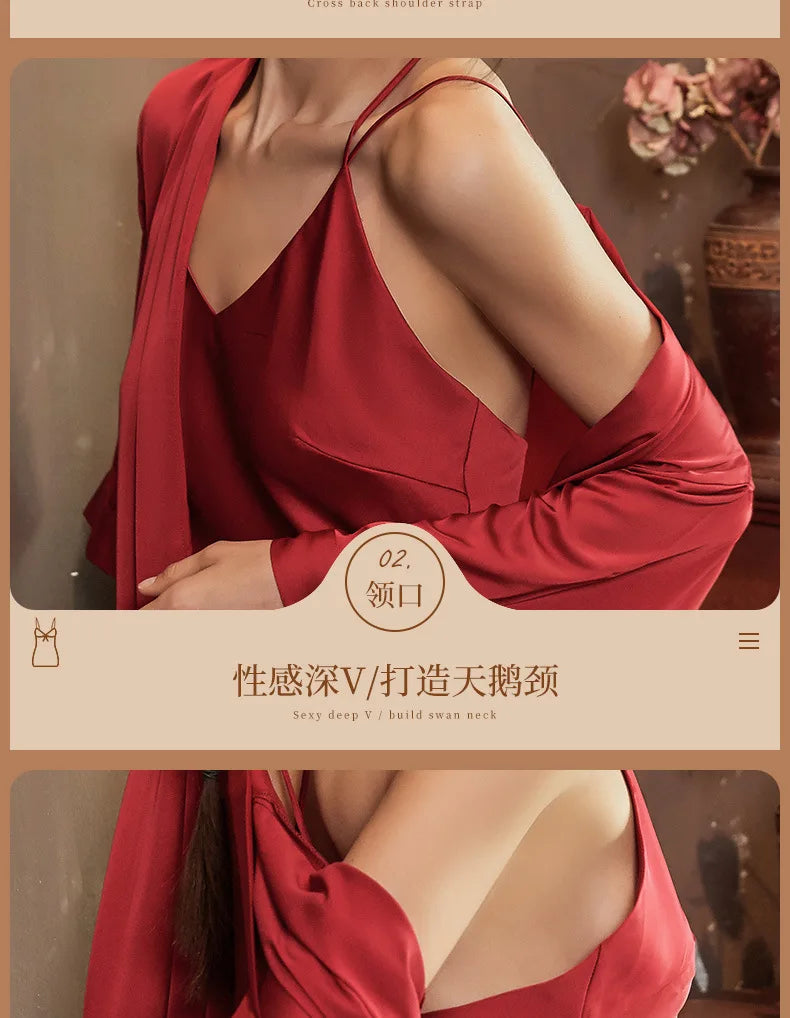 Nightgowns Women Soft V-neck Satin Sleeveless Sleepshirts Summer Sexy Sleepwear Lingerie Korean Style Fashion Nightdress Female