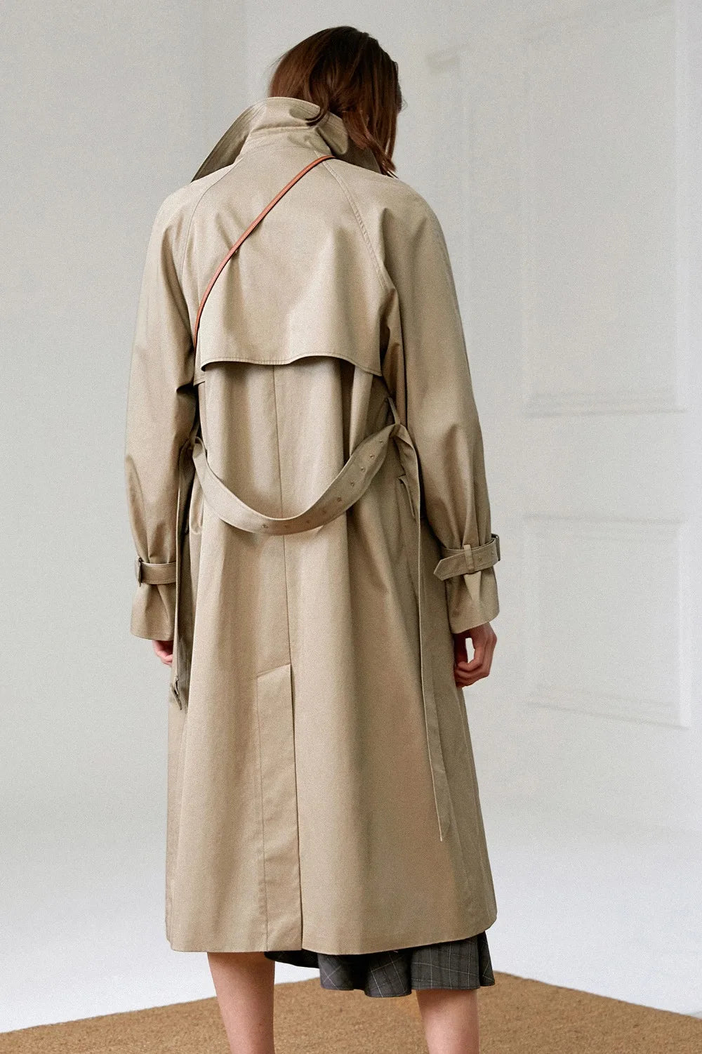 UK Brand new Fashion 2024 Fall /Autumn Casual Double breasted Simple Classic Long Trench coat with belt Chic Female windbreaker