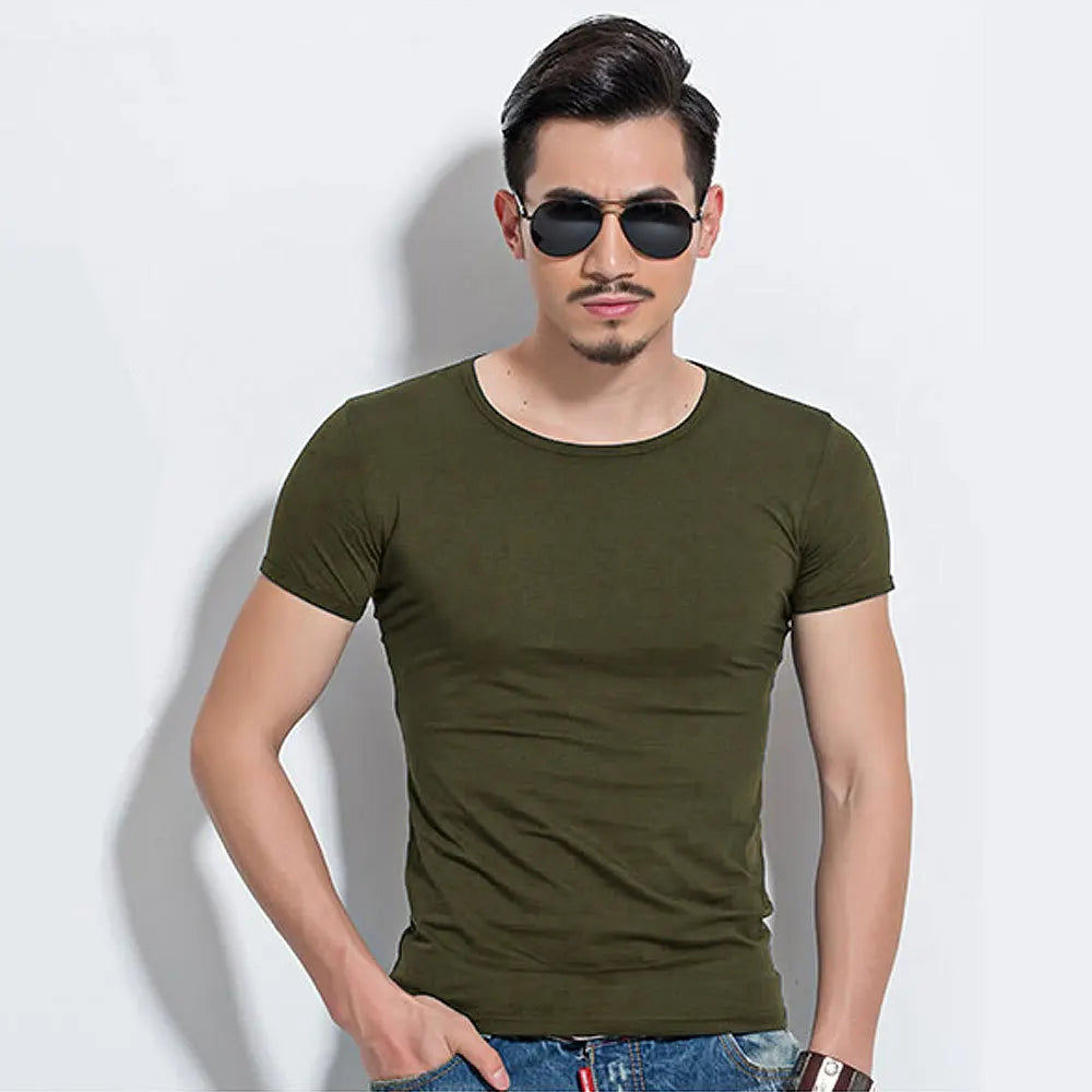 Men's T Shirt Short Sleeve Men T-Shirt O-Neck Slim Solid Color Half Sleeved Man Tops Tee Shirt 2026 MRMT Men T Shirt Clothing
