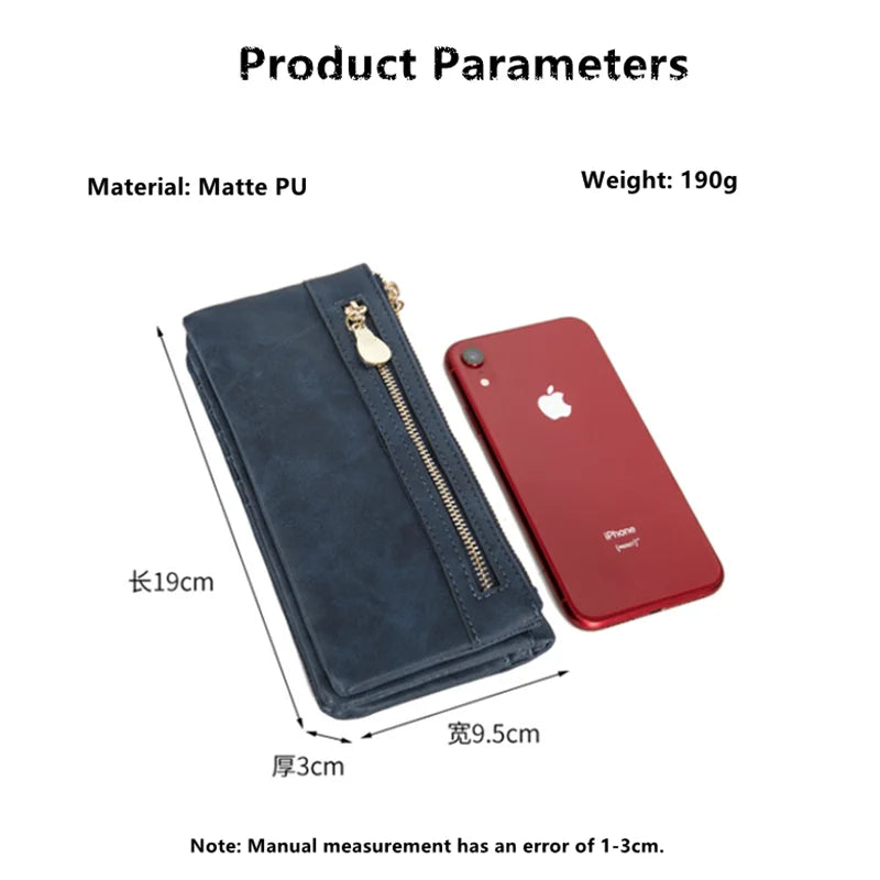 PUOU 2026 Fashion Zipper Purses Women's Wallets Envelop Long Wallet Women Long Section Clutch Wallet Soft PU Leather Money Bag