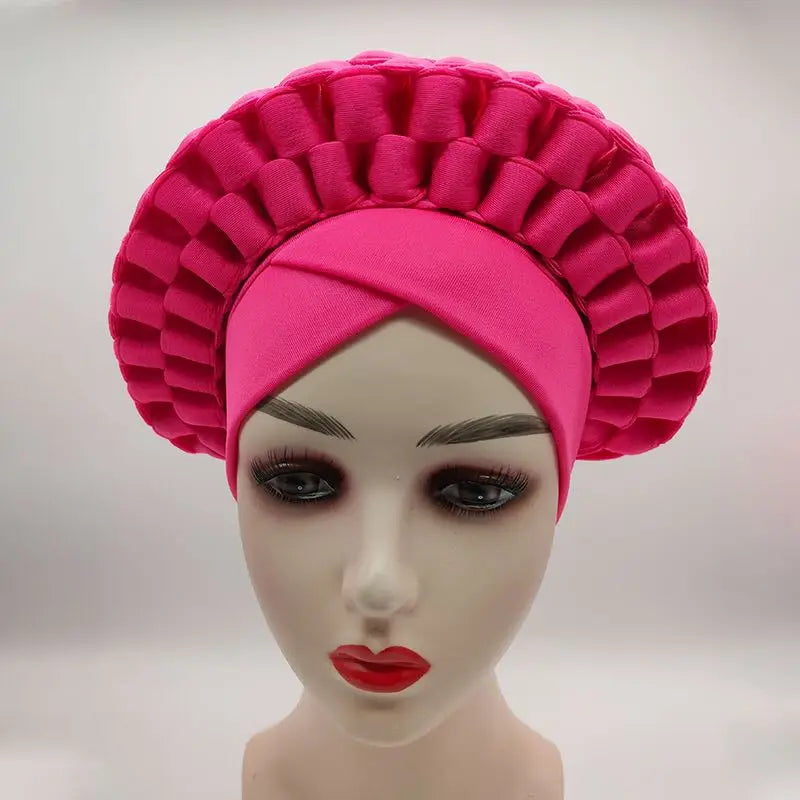 2022 Fashion African Turbans for Women Ready to Wear Auto Gele Headties Nigerian Aso Oke Head Wraps for Traditional Wedding