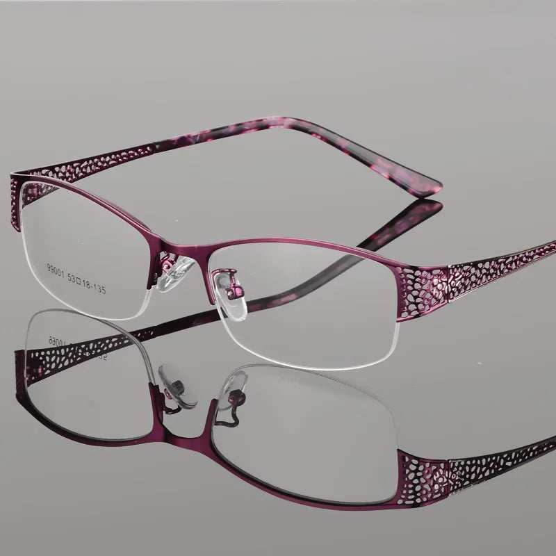 BCLEAR Elegant Half Rimless Eyeglasses Frame Optical Prescription Semi-Rim Glasses Spectacle Frame For Women's Eyewear Female BAZAARHUBO