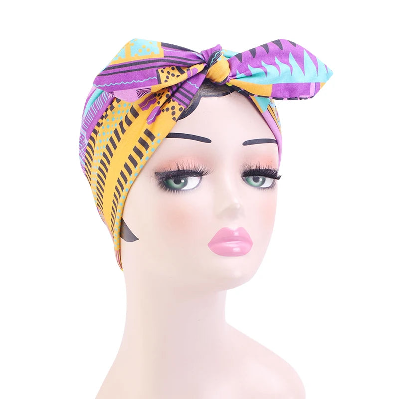African Print Stretch Bandana Head Wrap Long Scarf Satin Floral Ankara Dashiki Women Party Turban Headwear Cap Hair Accessories