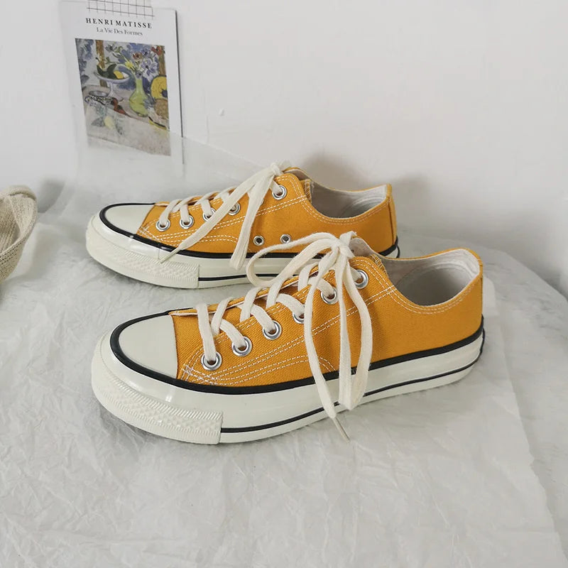 Classic Solid Black Unisex Canvas Shoes  New Spring High-top Outdoor Casual Sneakers Comfortable Breathable Footwear 35-44