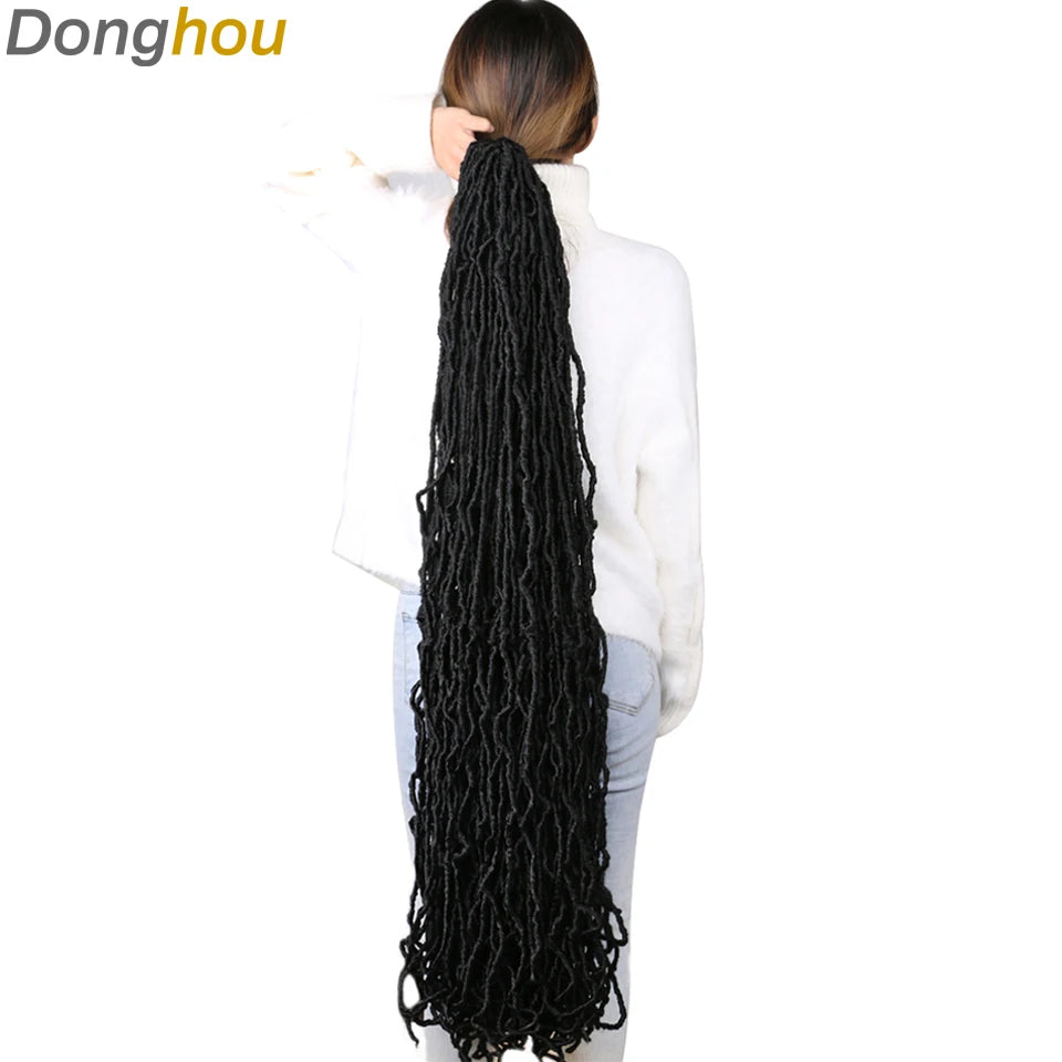 Long Goddess Faux Locks Crochet Braids Brown Blue 1B 30 350 Soft Locs Braiding Hair Synthetic Faux Locs Crochet Hair Extensions