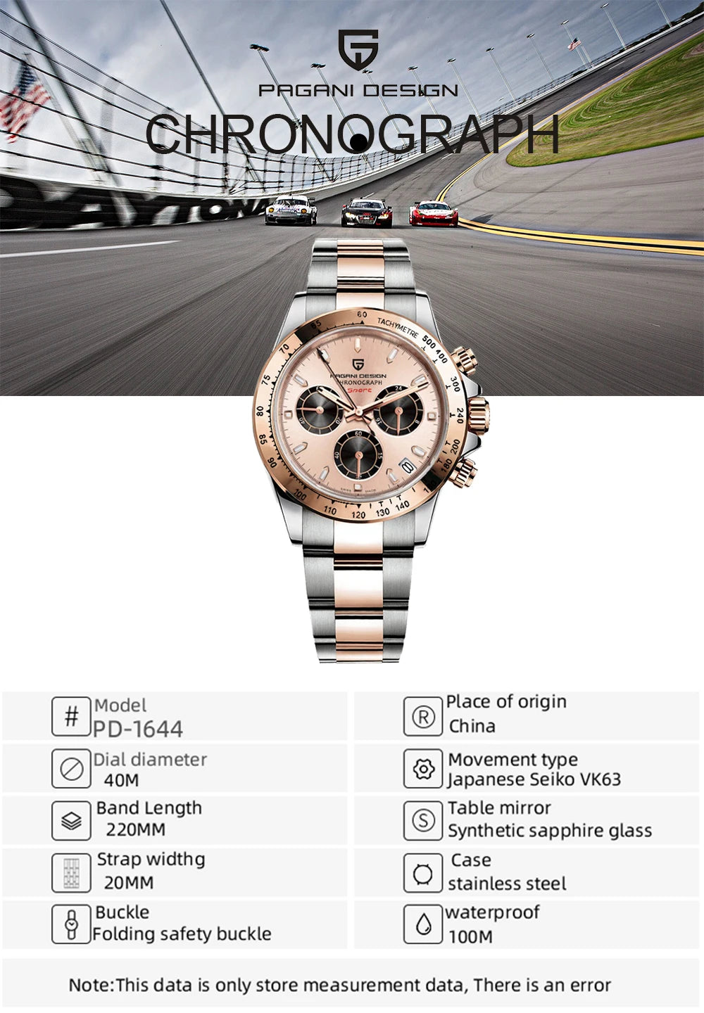 2026 New PAGANI DESIGN Rose Gold Chronograph Men's Watches Luxury Quartz Watch For Men Automatic Date Stainless steel Wristwatch