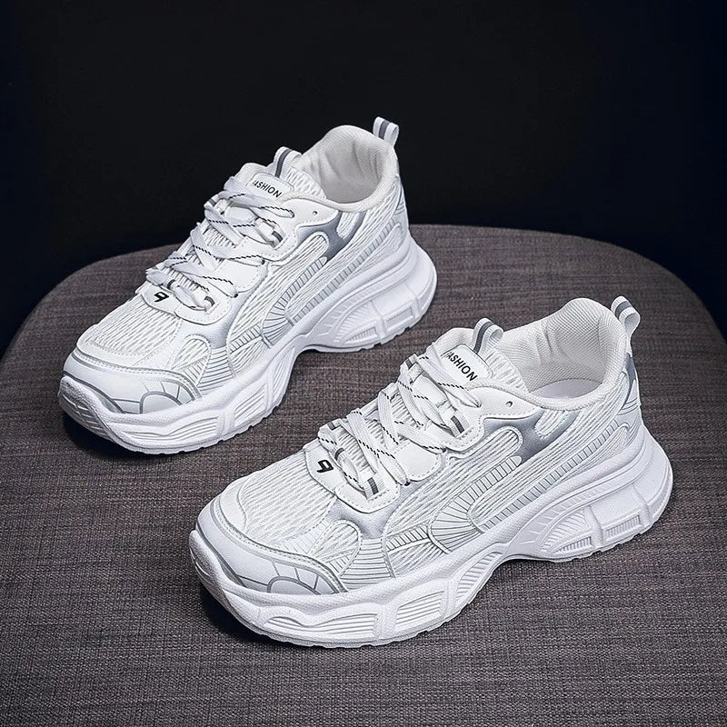 Dad's Shoes Women's New Versatile Student Thick Sole Height Increasing Sports and Leisure Breathable Running Shoes
