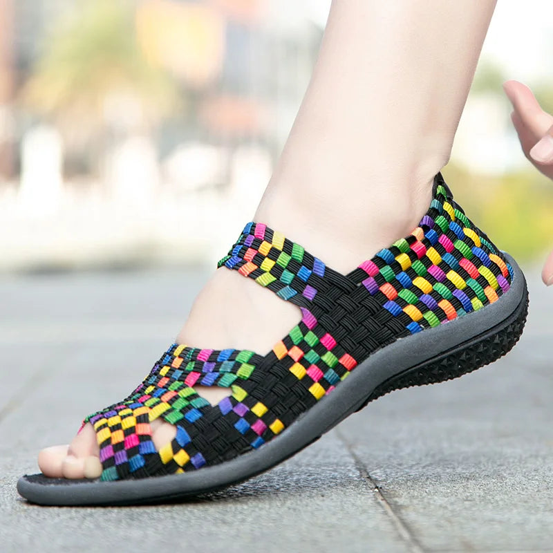 Women Flats Woven Shoes Breathable Summer Sneakers Female Casual Shoes For Walking Comfort Women Tenis Non-slip Zapatos Mujer