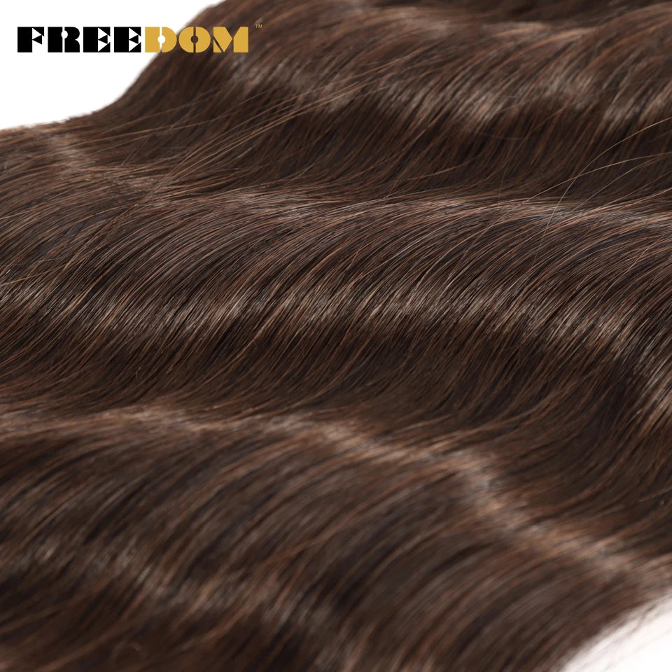 FREEDOM Synthetic Water Wave Hair Bundles 20 inch Synthetic Hair Extensions Ombre Blonde Brown Hair Weave Bundles 6Pcs/Pack