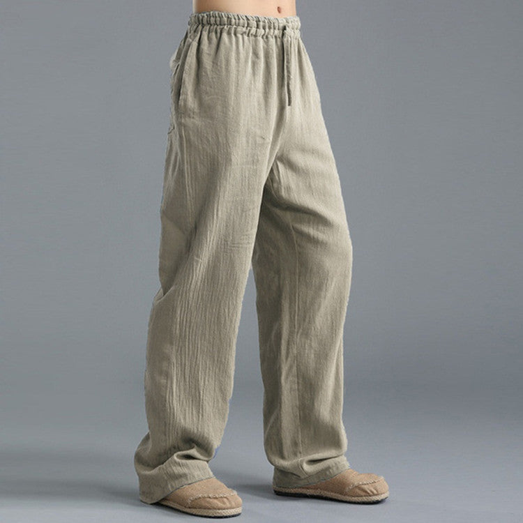 Mens Summer Casual Cotton Linen Loose Drawstring Yoga Pants Trousers  Men Clothing  Pantalones De Hombre Mens Pants