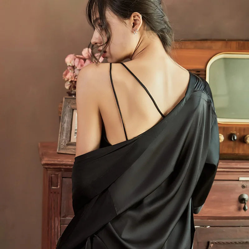 Nightgowns Women Soft V-neck Satin Sleeveless Sleepshirts Summer Sexy Sleepwear Lingerie Korean Style Fashion Nightdress Female