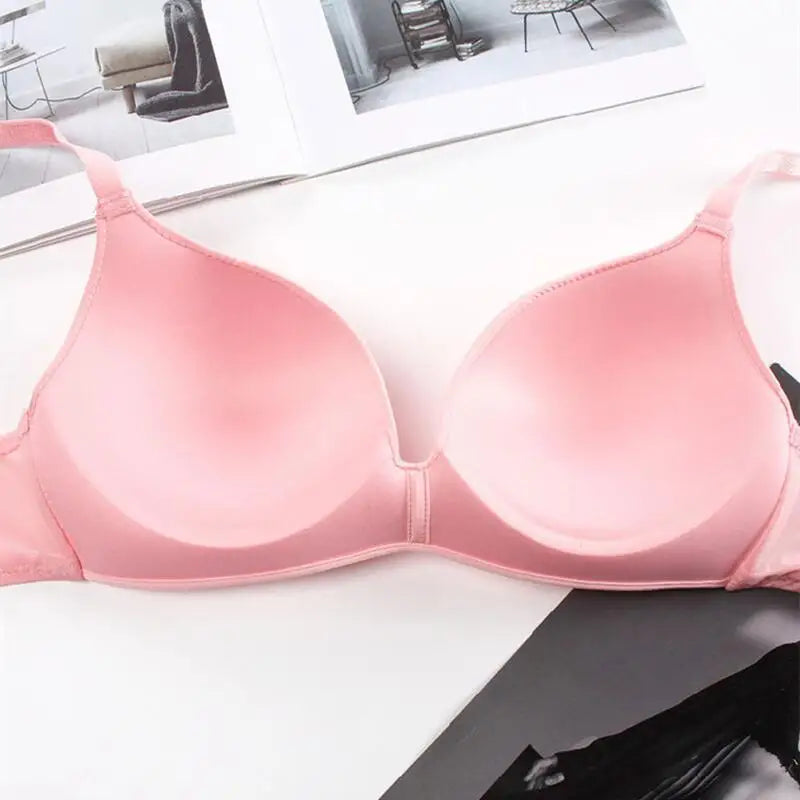Thin Triangular Cup Bra Adjustable Shoulder Strap Gather Brassiere Wireless Anti-glare Bralette Seamless Sleeping Women Lingerie