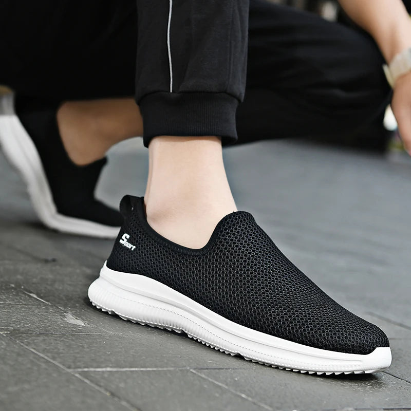 Summer Mesh Sneakers Men Fashion Outdoor Mens Casual Shoes Lightweight Slip on Walking Shoes Unisex Breathable Zapatillas Hombre