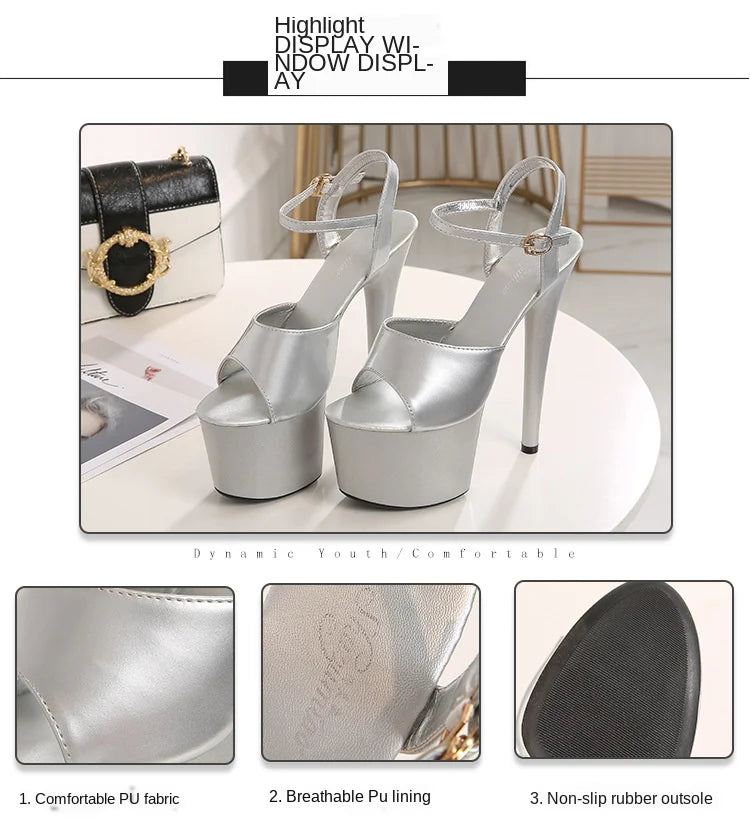 2022 Stripper Pole Dance Shoes High Heels Women Sexy Show Shoes Party Club 13 15 17CM Sandals Platform High-heeled Shoes Wedding