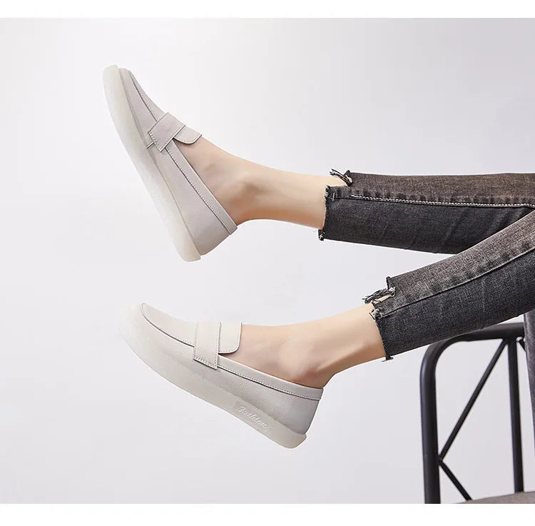GKTINOO Shoes Women Spring 2026 New White Thick-Soled Ladies Sneakers Genuine Leather Casual Trend Girl Shoes Students Loafers