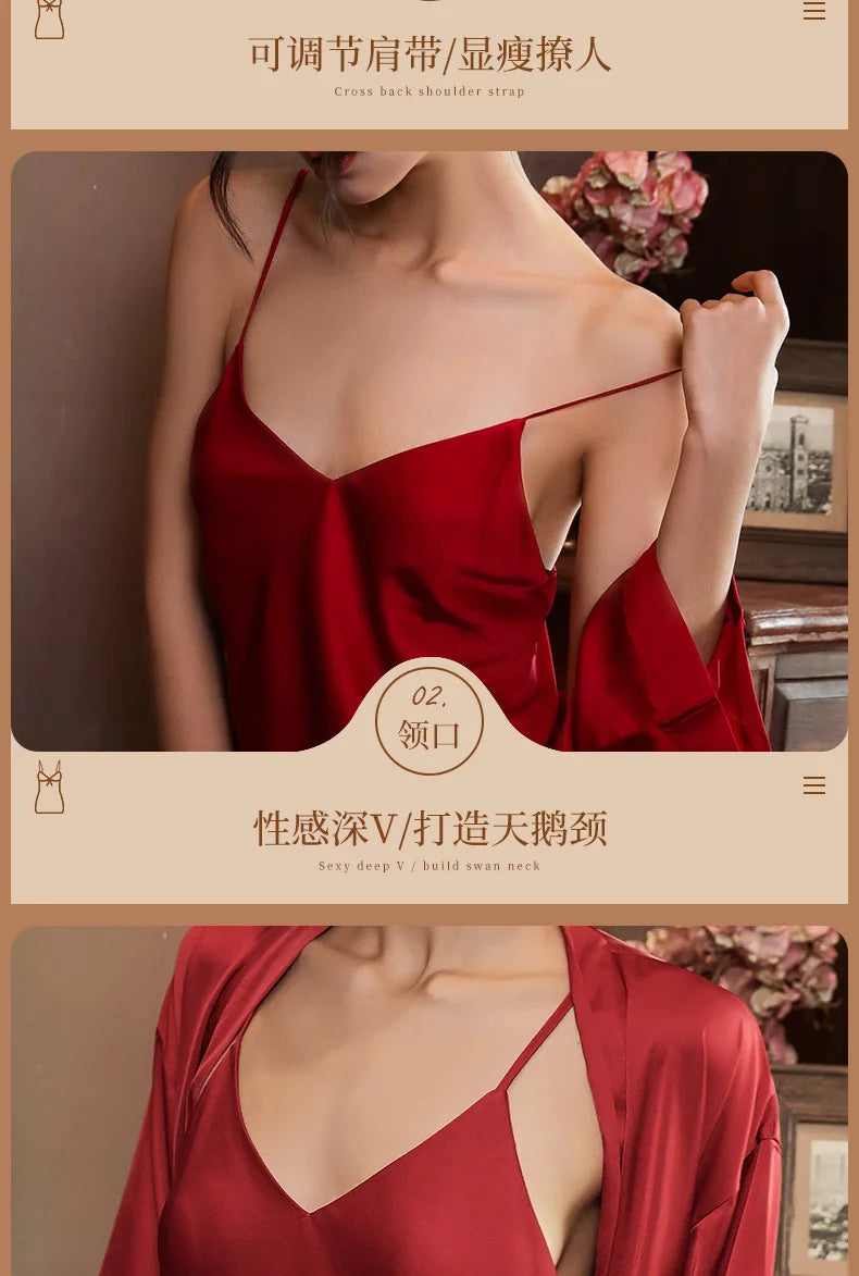Nightgowns Women Soft V-neck Satin Sleeveless Sleepshirts Summer Sexy Sleepwear Lingerie Korean Style Fashion Nightdress Female