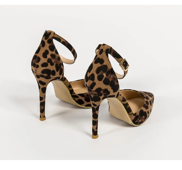 Autumn Sexy Leopard Print Women's Shoes High Heels 6-10CM Elegant Office High Heels Women's Sandals Pointed Luxury Single Shoes