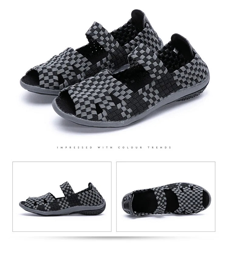 Women Flats Woven Shoes Breathable Summer Sneakers Female Casual Shoes For Walking Comfort Women Tenis Non-slip Zapatos Mujer