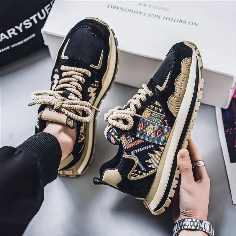 Fashionable Popular Running Shoes Breathable Elevated Comfortable Lightweight Cowhide Closed Lace-up Mesh Soft Genuine Leather