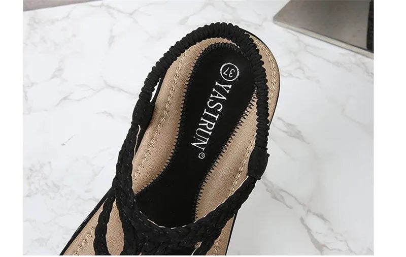 BEYARNE Women Sandals Flip Flops Summer Flat Shoes Woman Bohemian Sandals Ladies Vacation Beach Sandales Femme