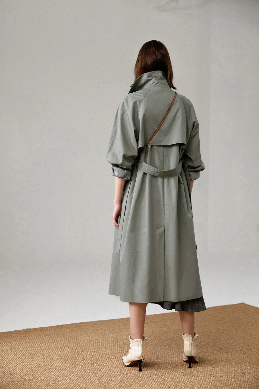 UK Brand new Fashion 2024 Fall /Autumn Casual Double breasted Simple Classic Long Trench coat with belt Chic Female windbreaker