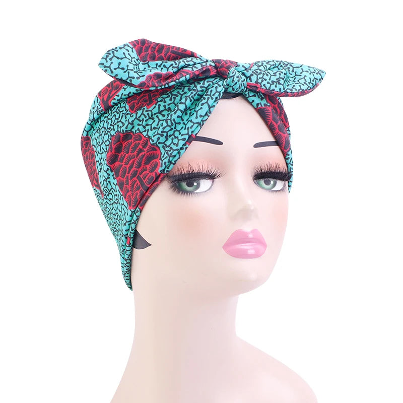 African Print Stretch Bandana Head Wrap Long Scarf Satin Floral Ankara Dashiki Women Party Turban Headwear Cap Hair Accessories