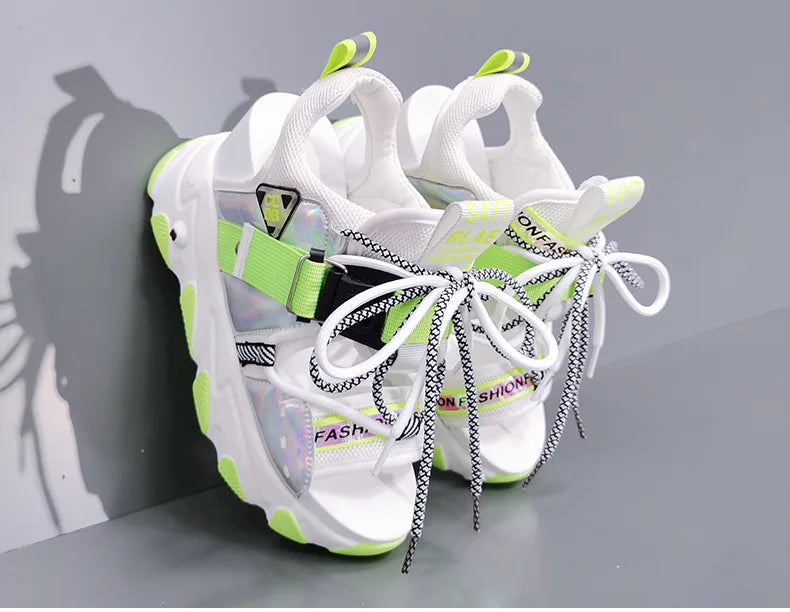 Comemore 2022 Platform Gladiator Sandals Lace Up White Sandals Women High Heels Wedges Casual Sports Shoes Woman Spring Summer