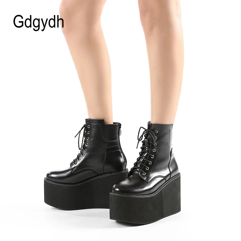 Gdgydh Big Size 43 Platform High Heels Cosplay Fashionable Autumn Ankle Boots Platform Women Wedges Heel  Model Catwalk Shoes