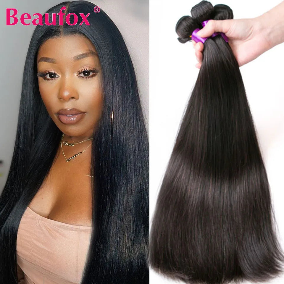 Beaufox Straight Human Hair Bundles Malaysian Straight Hair Bundles Deal Human Hair 1/3/4 Bundles Human Hair Straight 8"-30"