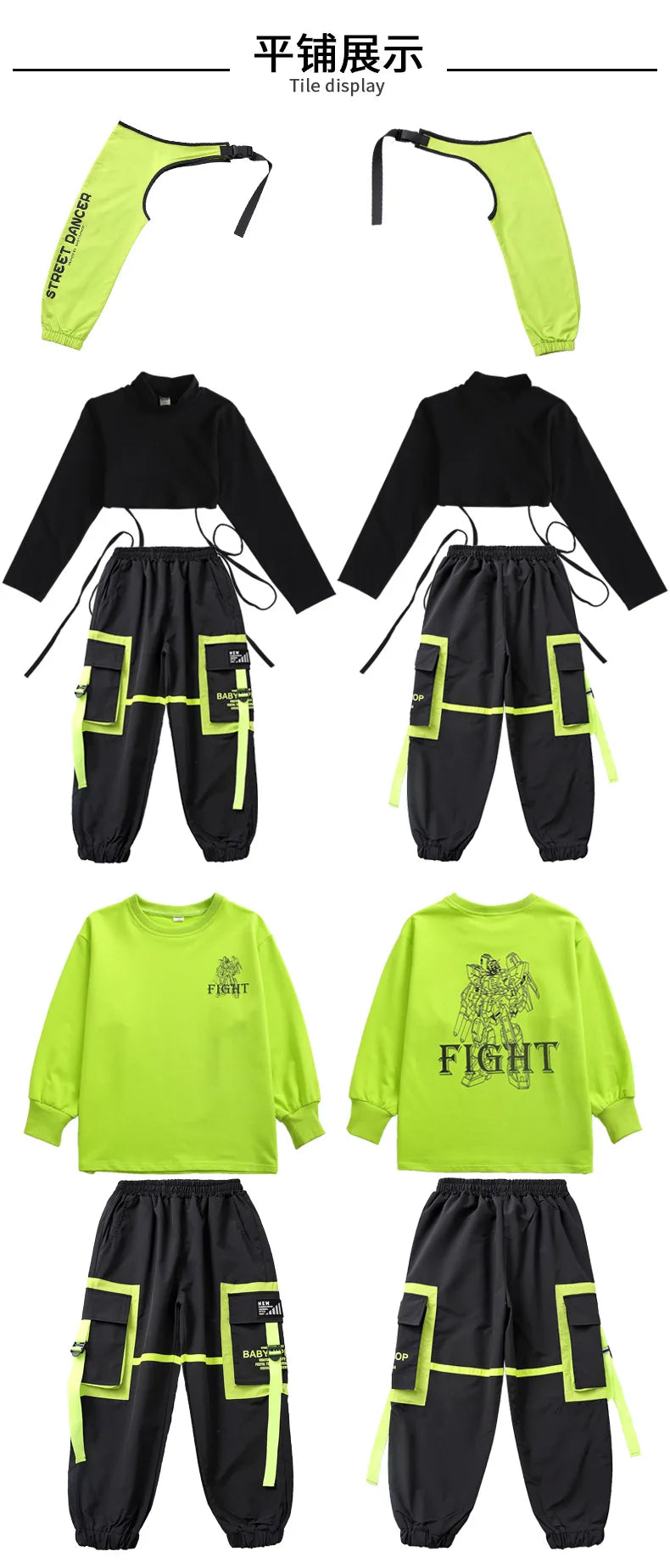 Boys Hip Hop Cool Vest Girls Cargo Pant Outfit Child Sweatshirt Chest Bag Joggers Street Dance Kids Streetwear Costume Sportwear