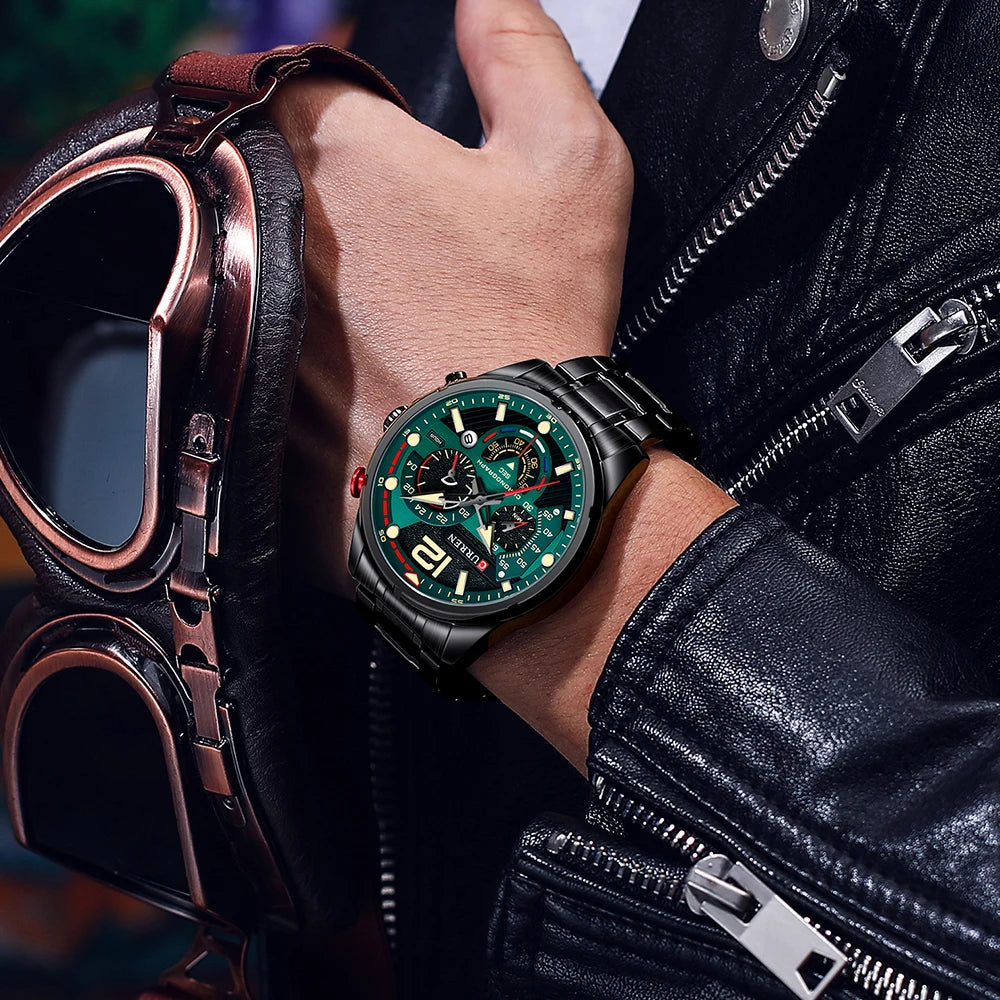 CURREN Luxury Brand Sport Wristwatches for Man Luminous Quartz Watches Casual Chronograph Stainless Steel Male Clock