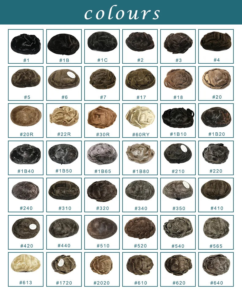 0.02mm Super Ultra Thin Skin 80% Density Natural Hairline Men Toupee Blonde Brown Grey Human Hair Undetected Capillary Prosthesi