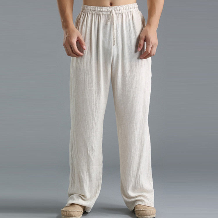 Mens Summer Casual Cotton Linen Loose Drawstring Yoga Pants Trousers  Men Clothing  Pantalones De Hombre Mens Pants
