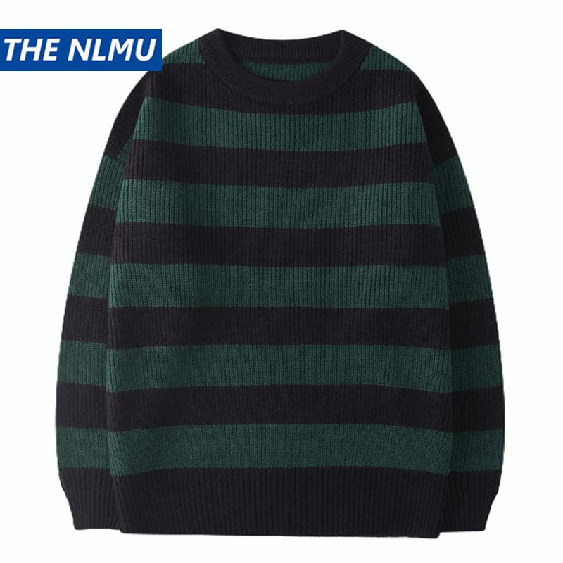 Harajuku Streetwear Striped Sweater Men Women Vintage Knitted Sweater Pullovers Tate Langdon Sweater Same Style WE375