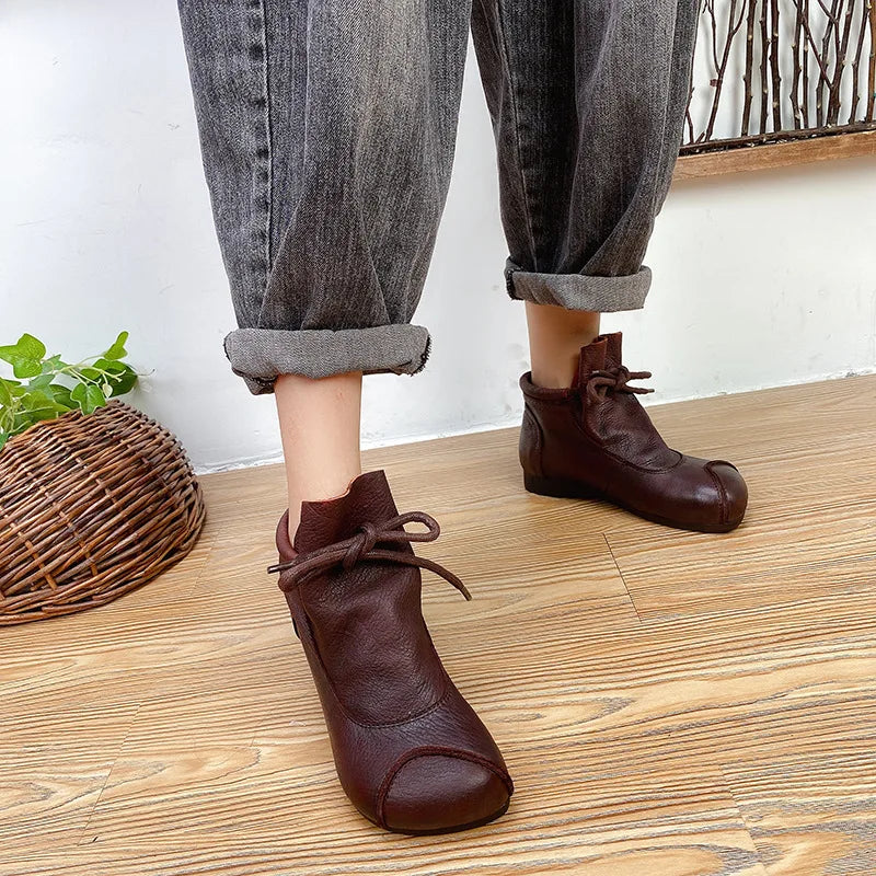 Careaymade-Genuine leather women's boots Fashion retro warm Oversized shoes cow leather Pure handmade ankle boots Casual boots