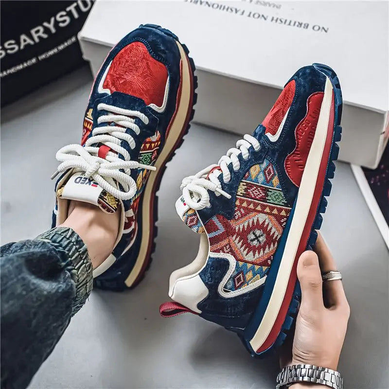 Fashionable Popular Running Shoes Breathable Elevated Comfortable Lightweight Cowhide Closed Lace-up Mesh Soft Genuine Leather
