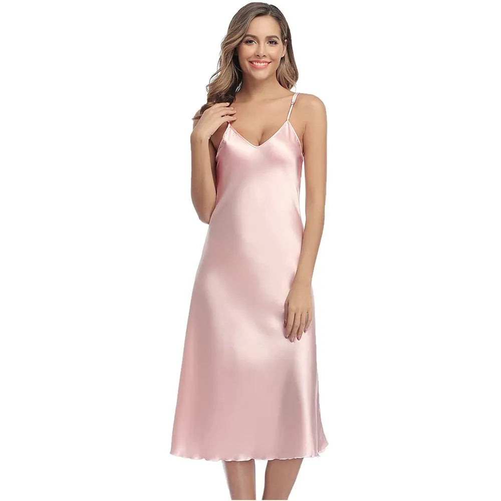 Summer Nightdress Ruffles Lady Nightwear Nightgown Satin Spaghetti Straps Skirt Intimate Lingerie Sexy Home Clothes Bathrobe