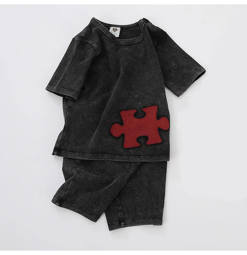 Baby boy summer fashion clothes set toddler kids shorts sets cotton denim outfit sets short sleeve t-shirt top pants casual wear