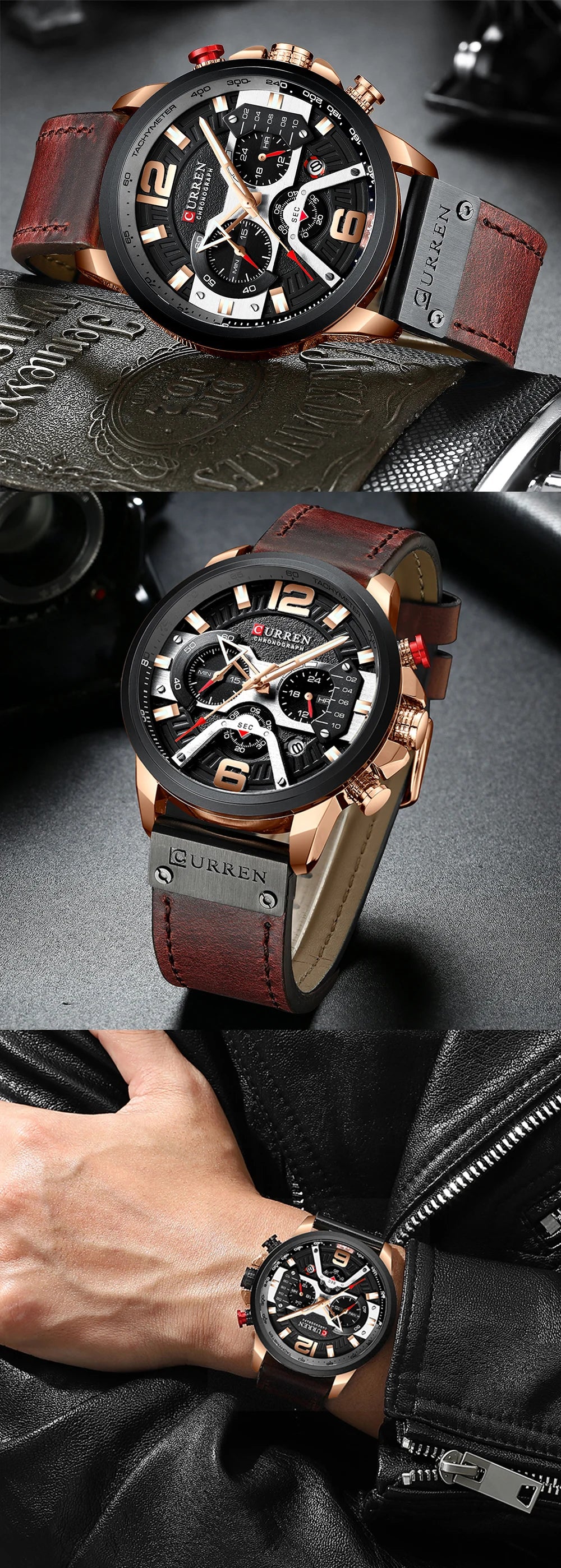 CURREN New Men's Casual Sports Chronograph Blue Top Brand Luxury Military Leather Watch Calendar Clock Relogio Masculino