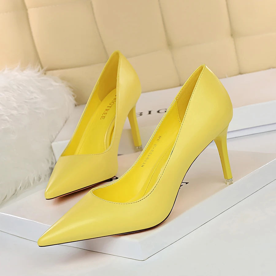 2023 Women 7.5cm 10.5cm High Heels Pumps Lady Wedding Bridal Scarpins Stripper Low Heels Plus Size Fetish Party Blue Pink Shoes