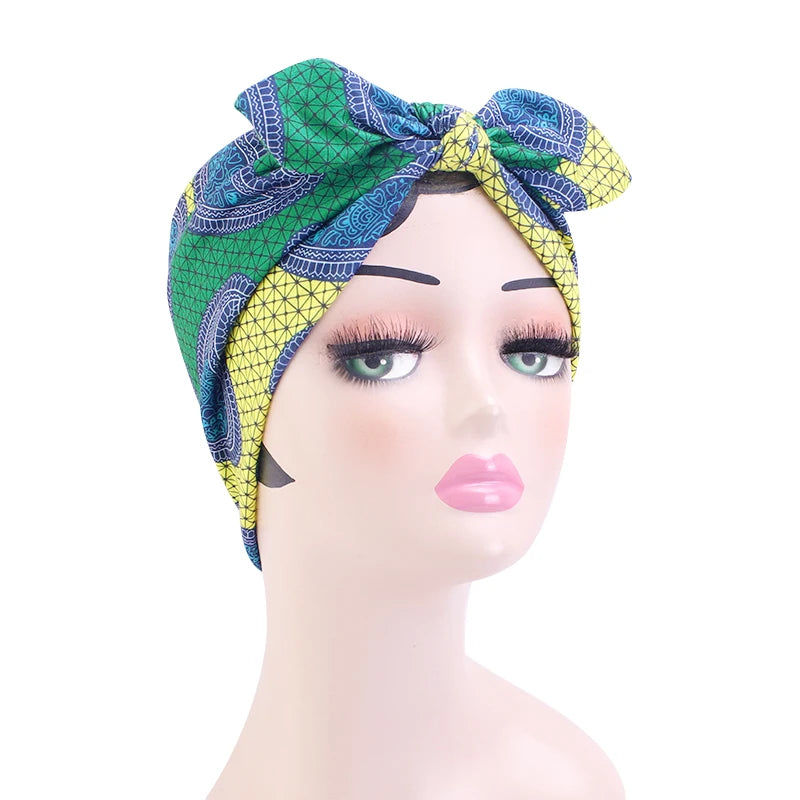 African Print Stretch Bandana Head Wrap Long Scarf Satin Floral Ankara Dashiki Women Party Turban Headwear Cap Hair Accessories