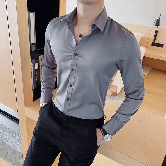 Camisas De Hombre Long Sleeve Shirts For Men Clothing 2026 Business Formal Wear Camisa Social Masculina Slim Fit Chemise Homme