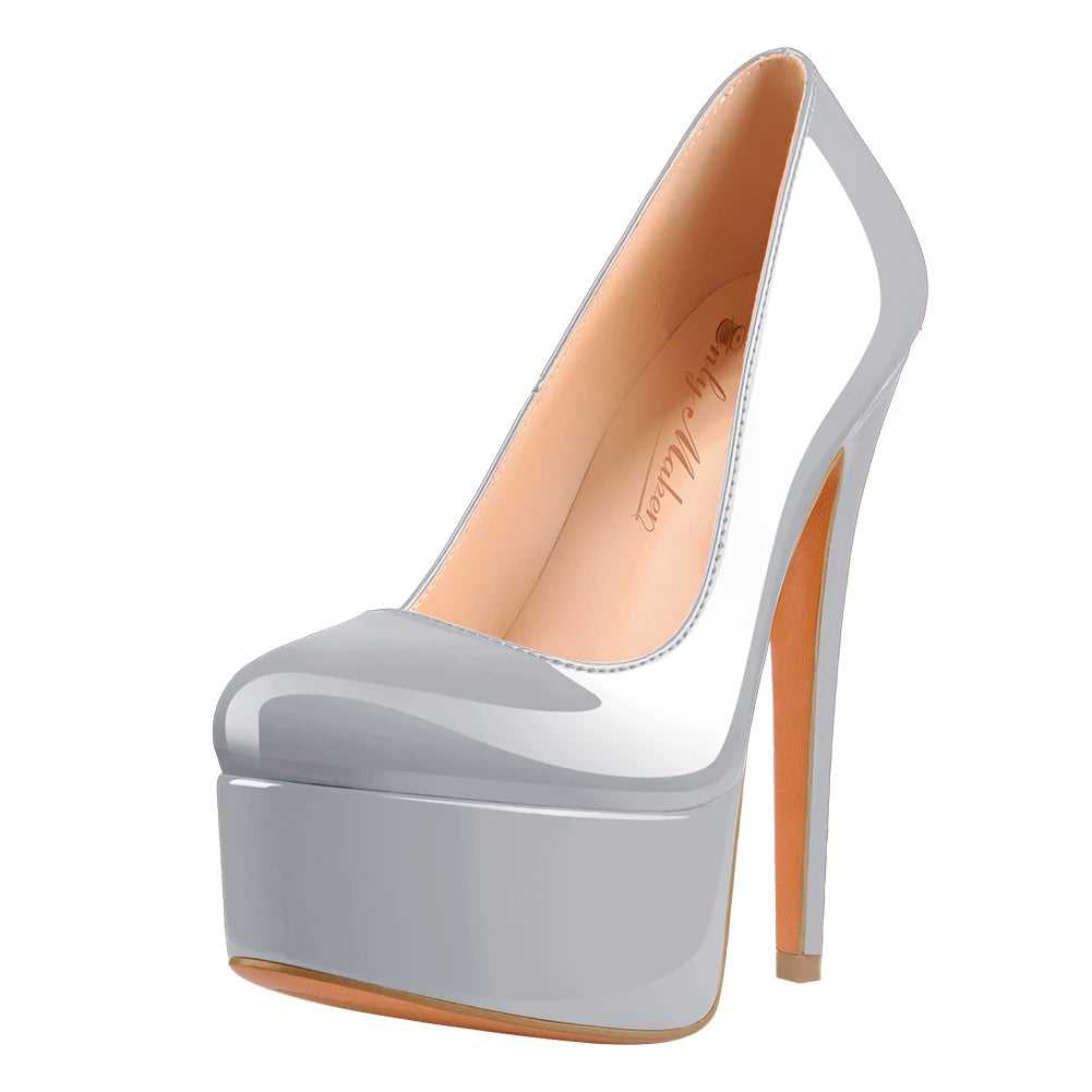 Onlymaker Women Platform Super Stiletto High Heels Pumps Round Toe Slip On Wedding Party Big Size Fashion Shoes