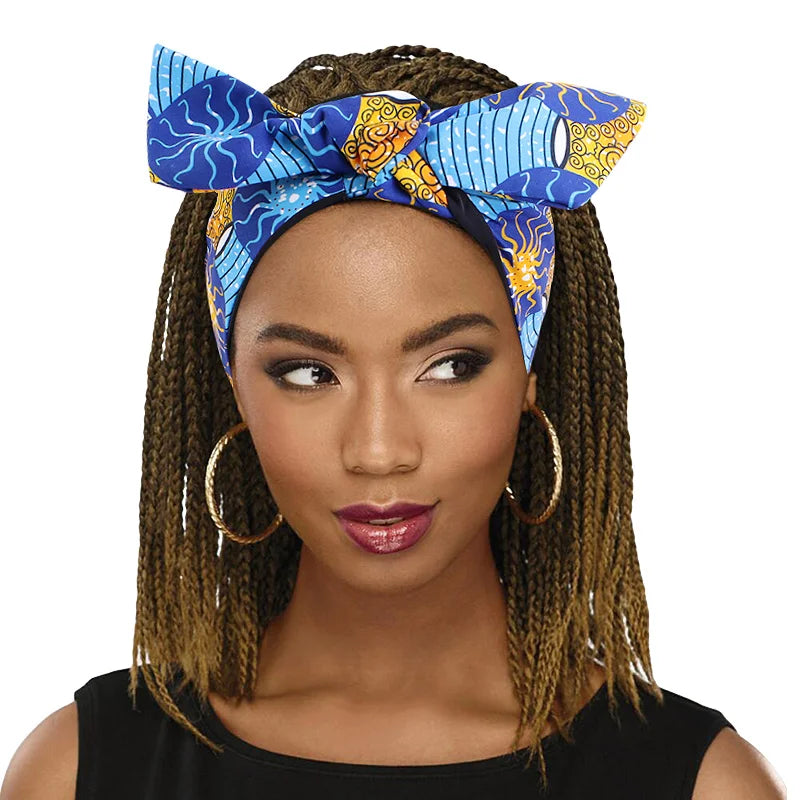 African Print Stretch Bandana Head Wrap Long Scarf Satin Floral Ankara Dashiki Women Party Turban Headwear Cap Hair Accessories