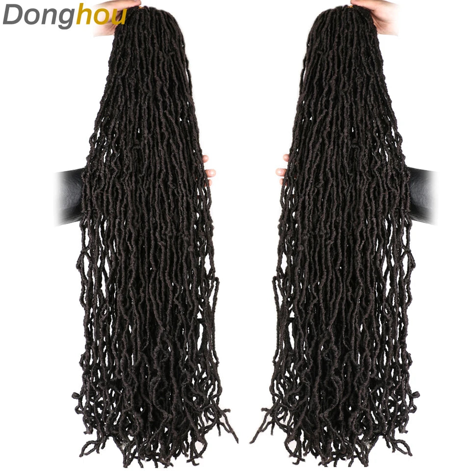 Long Goddess Faux Locks Crochet Braids Brown Blue 1B 30 350 Soft Locs Braiding Hair Synthetic Faux Locs Crochet Hair Extensions