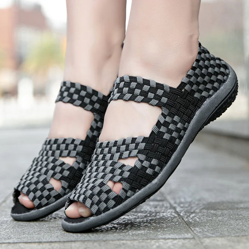 Women Flats Woven Shoes Breathable Summer Sneakers Female Casual Shoes For Walking Comfort Women Tenis Non-slip Zapatos Mujer