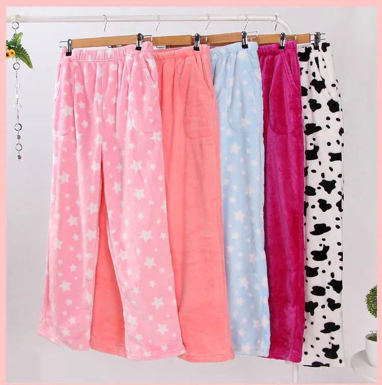 Fdfklak M-XXL Large Thicken Warm Women's Trousers Winter Flannel Pants For Pajama Bottoms Multiple Styles Couple Lounge Wear