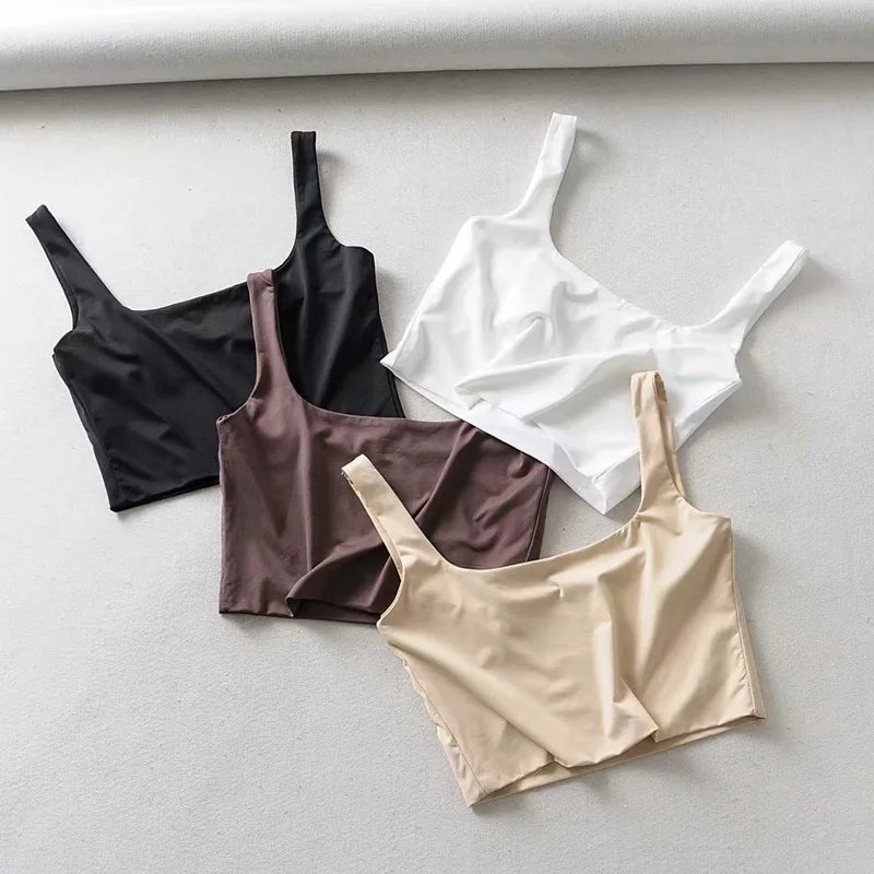 Hot Sale 2025 Summer Women Sexy Sleeveless Tops Fashion Short Square Collar Tank Tops 4 Colors