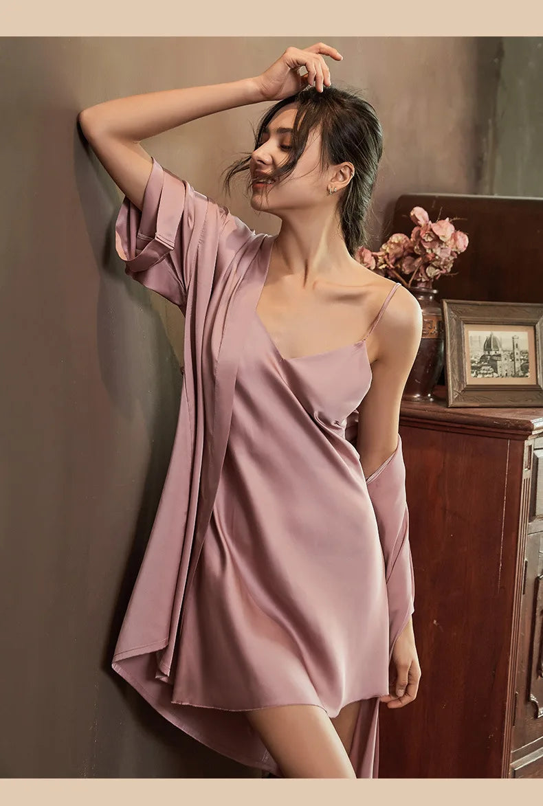 Nightgowns Women Soft V-neck Satin Sleeveless Sleepshirts Summer Sexy Sleepwear Lingerie Korean Style Fashion Nightdress Female